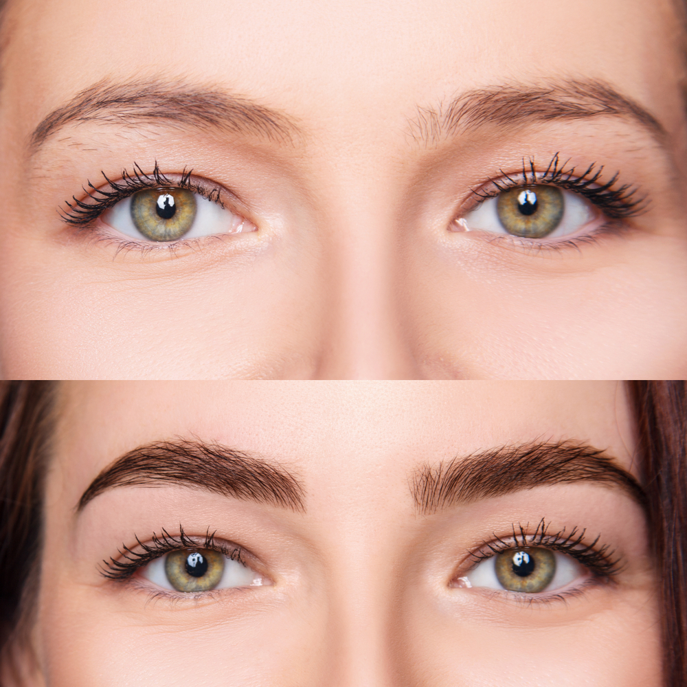 Close-up of carefully shaped eyebrows